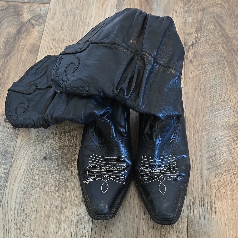 Women's Black Leather Western Boots, Sadddle by Steve Madden